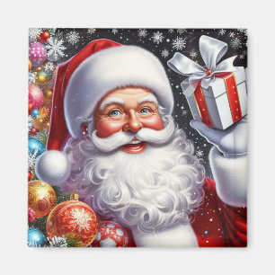 Íman Papai Noel clássico com presente e enfeites