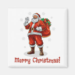Íman Papai Noel Clássico trazendo presentes de Natal