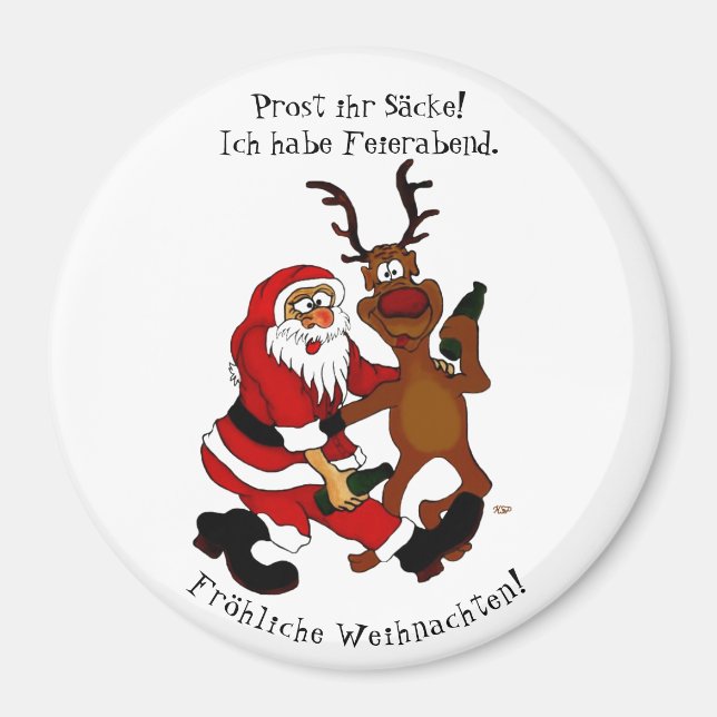 Íman Papai Noel com alce - Feliz Natal (Frente)