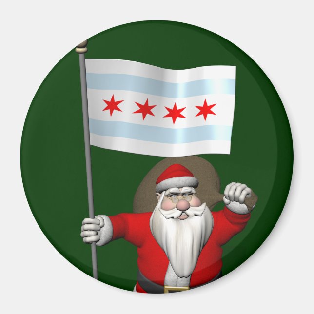 Íman Papai Noel Com Alferes De Chicago (Frente)