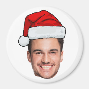 Íman Papai Noel com Foto Personalizada de Rosto no Chap