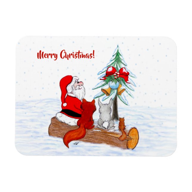 Íman Papai Noel com Raposa e Esquilo do Coelho (Horizontal)