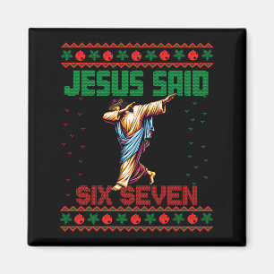 Íman Papai Noel Dabbing Diz Seis Sete 67 Meme Camisa Fe
