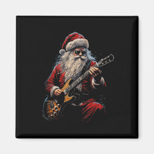 Íman Papai Noel de Guitarra de Rock Tocando Guitarra - 