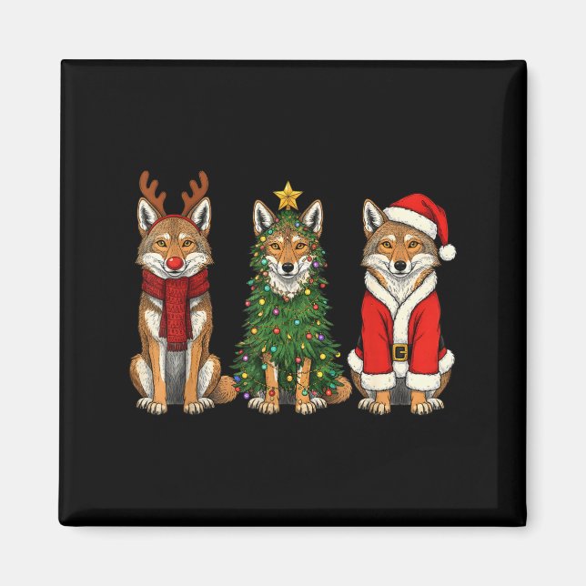 Íman Papai Noel de Natal Coyote Retrô Rena  (Frente)