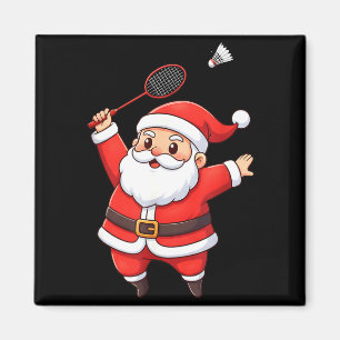 Íman Papai Noel de Natal Jogando Badminton Lindo Badmin