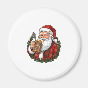 Íman Papai Noel de Natal segurando copo de cerveja