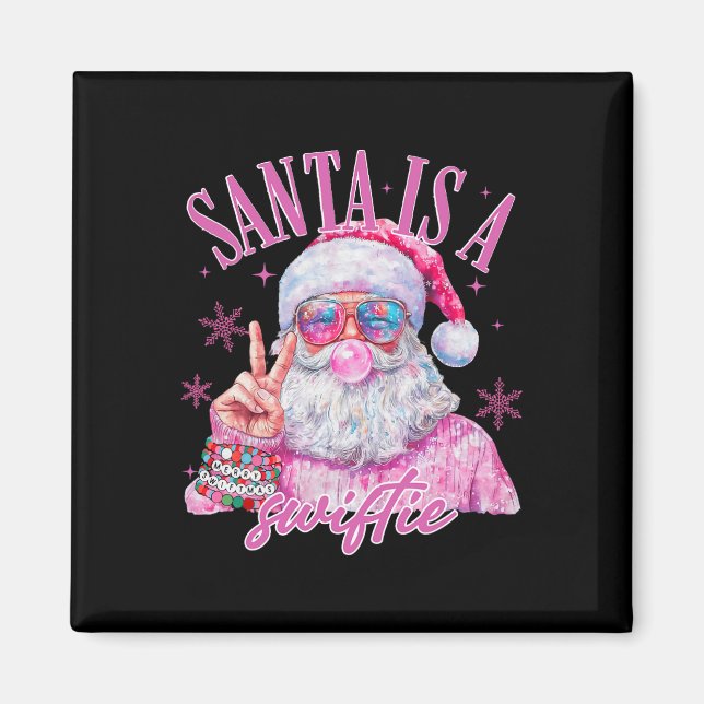 Íman Papai Noel de Óculos de Sol Rosa É Um Natal Veloz  (Frente)