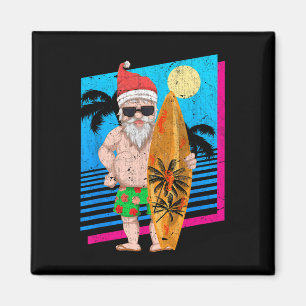 Íman Papai Noel de Surf de Verão Tropical Natal Diverti