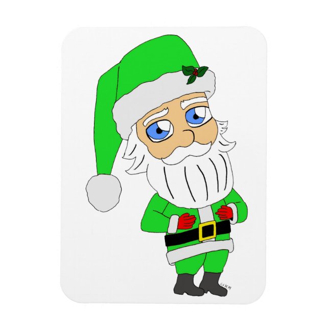 Íman Papai Noel de terno verde chibi (Vertical)