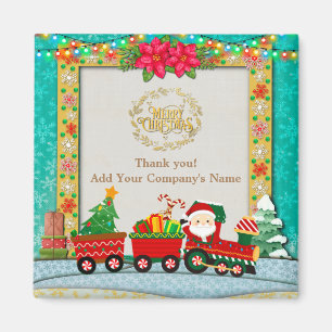 Íman Papai Noel de Trem com Presentes e Árvore de Natal