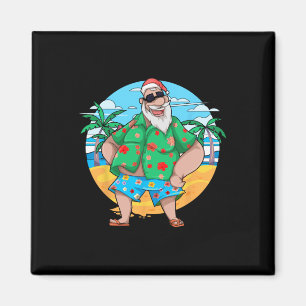 Íman Papai Noel de Verão Tropical Palmeiras Natal Eu