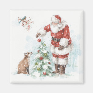 Íman Papai Noel Decorre uma Árvore com seu Woodland Fr