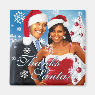 Íman Papai noel dos obrigados! Barack e ímã de Michel
