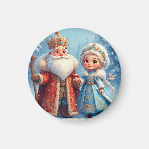 Íman Papai Noel e Donzela de Neve Celebrando o Natal