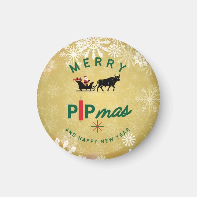 Íman Papai Noel em um Trenó de Touro – Presente de Pipm (Frente)