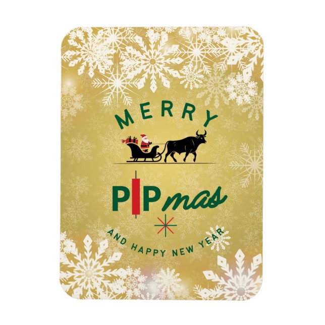 Íman Papai Noel em um Trenó de Touro – Presente de Pipm (Vertical)