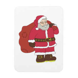 Íman Papai Noel em vermelho com saco de presentes e ócu