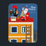 Íman Papai Noel encontra o galo português<br><div class="desc">Esta ilustração captura a essência do compartilhamento, celebração e diferentes tradições. É uma cena alarmante onde o Galo Português e o Pai Natal se envolvem numa troca festiva de presentes de Natal sobre um telhado de uma charmosa casa amarela portuguesa. Esta encantadora reunião de símbolos culturais faz a ponte entre...</div>