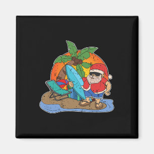 Íman Papai Noel Engraçado de Surf no Pôr do Sol no Hava