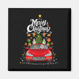 Íman Papai Noel Engraçado Dirigindo Caminhão Vermelho d