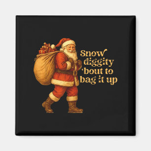 Íman Papai Noel engraçado na neve prestes a embolsar