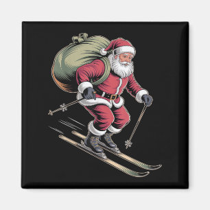 Íman Papai Noel Esquiando Encostas Nevadas