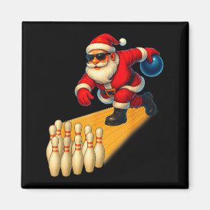 Íman Papai Noel Fofo Jogando Bola de Boliche e Pinos de