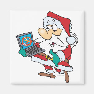 Íman Papai Noel geek entendido em tecnologia com um lap