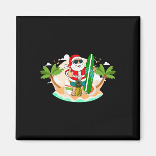 Íman Papai Noel havaiano de surfe ou Natal na praia de
