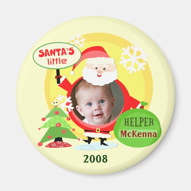 Íman Papai noel Helper Custom Christmas Photo Magnet (Frente)