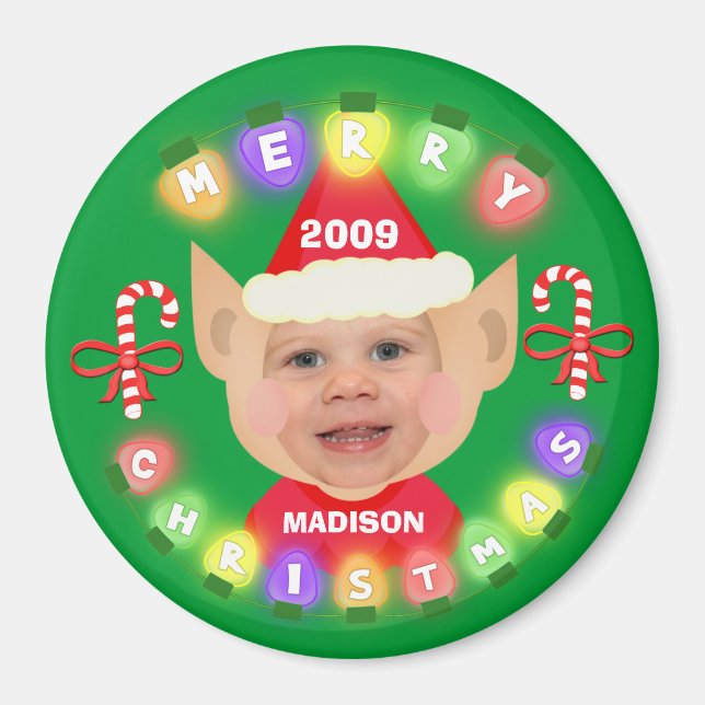 Íman Papai noel Helper Custom Christmas Photo Magnet (Frente)