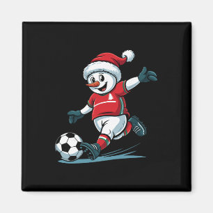 Íman Papai Noel Homem de Neve Jogando Futebol Engraçado