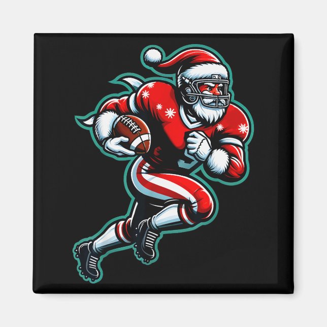 Íman Papai Noel Jogando Futebol Americano Natal Mulhere (Frente)