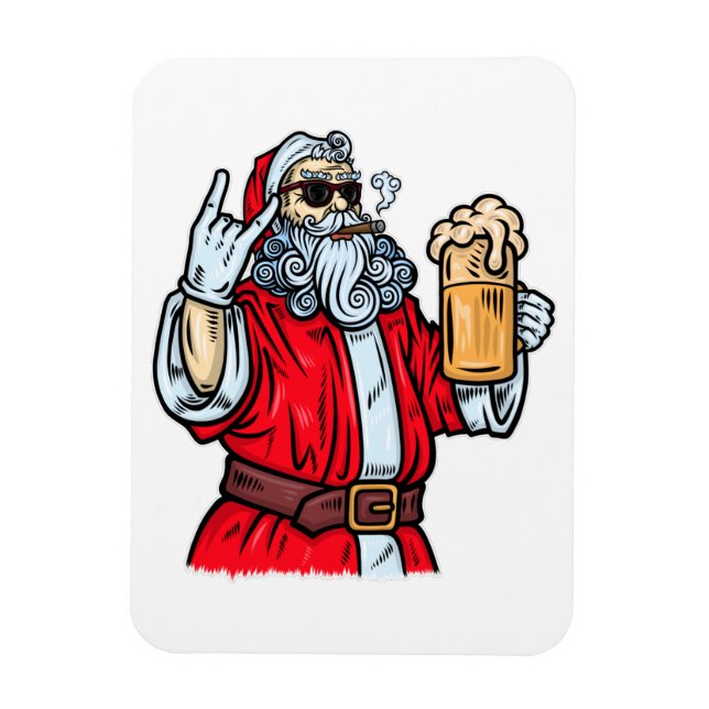 Íman Papai Noel Mau, Rocha, Cerveja e Charuto (Vertical)