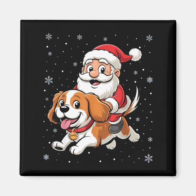 Íman Papai Noel montado em Cavalier King Charles Spanie (Frente)