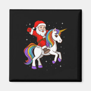 Íman Papai Noel Montando Unicórnio Místico Animal Xmas