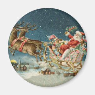 Íman Papai Noel Natal Trenó Antigo Rena