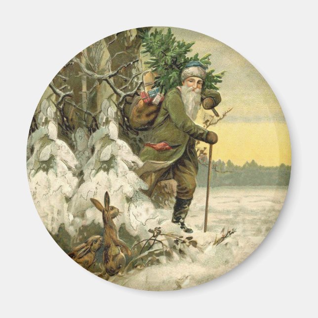 Íman Papai Noel Natal Vitoriano Árvore de Férias  (Frente)