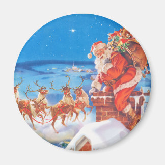 Íman Papai Noel No Telhado Na Véspera De Natal