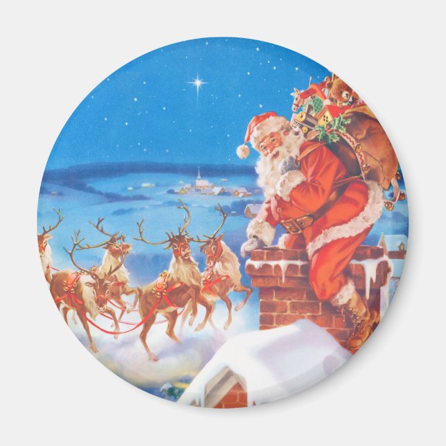 Íman Papai Noel No Telhado Na Véspera De Natal (Frente)