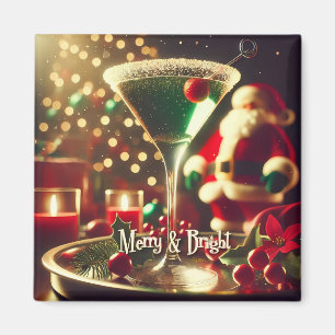 Íman Papai Noel Retro dos Anos 50 Martini Verde de Nata