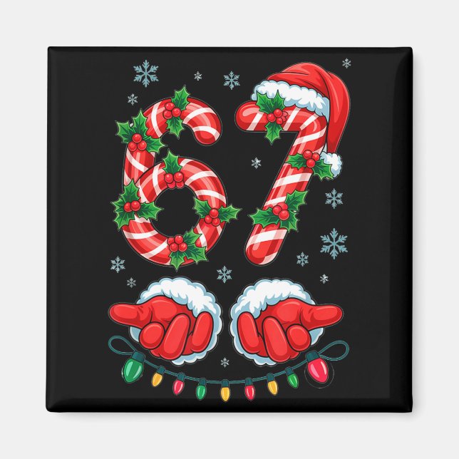 Íman Papai Noel Seis Sete 67 Meme Natal 67 Bengala de A (Frente)