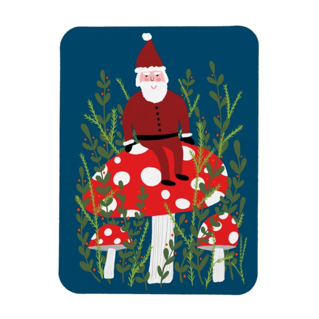 Íman Papai Noel sobre o Xmas do Cogumelo Mágico (Vertical)