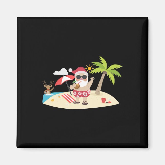 Íman Papai Noel Surfando Havaiano  (Frente)