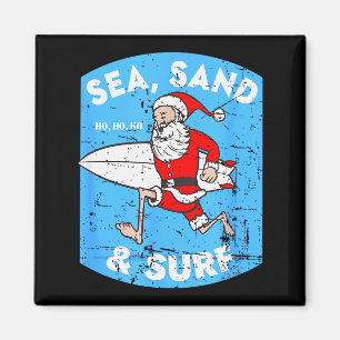 Íman Papai Noel Surfista - Papai Noel de Natal Surfando