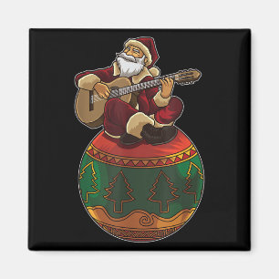 Íman Papai Noel Toca Violão Em Um Ornamento De Natal