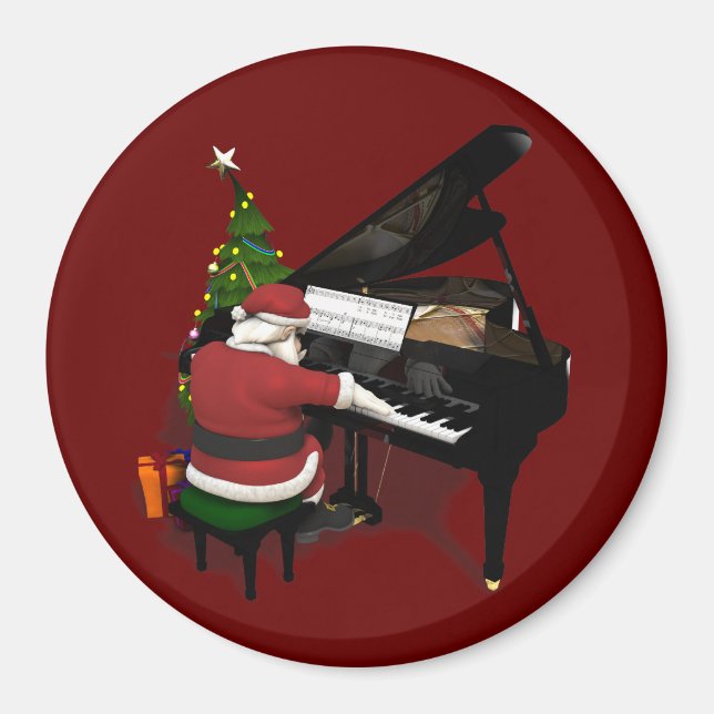 Íman Papai Noel Tocando Piano (Frente)