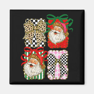 Íman Papai Noel Vintage Coquette Bow Leopard Pré-Natal