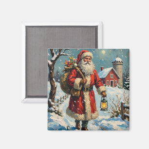 Íman Papai Noel Vintage na Trilha da Fazenda Nevada